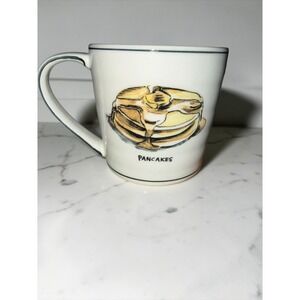 Molly Hatch Pancakes Ceramic Coffee Mug White Breakfast Food Art Cup Stoneware